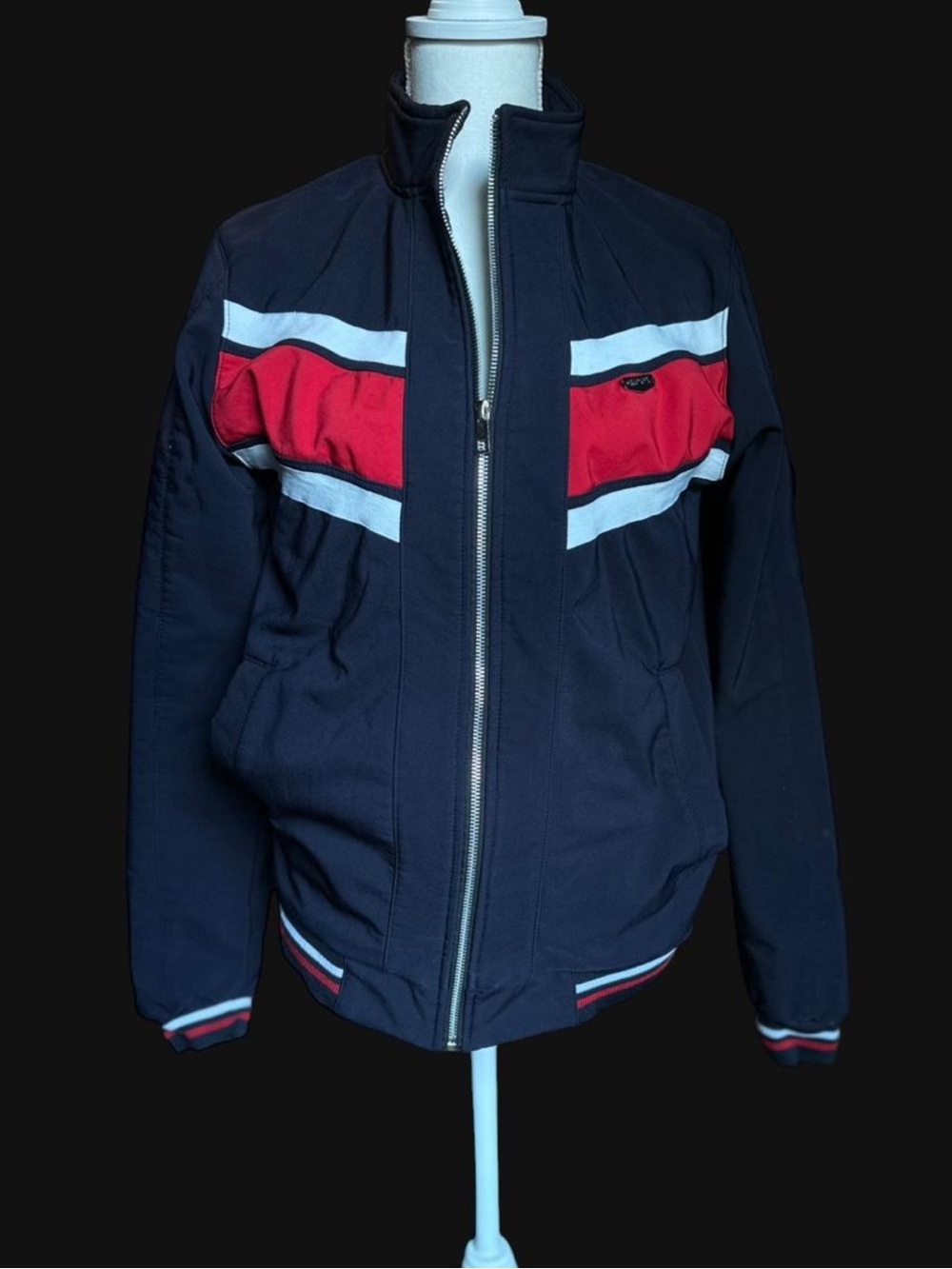 Men's Navy Jacket with Red & White Stripes